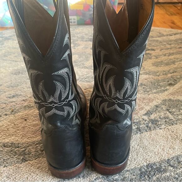 Tony Lama Men’s Black Leather Cowboy Western Boots Size 10 - Picture 3 of 10